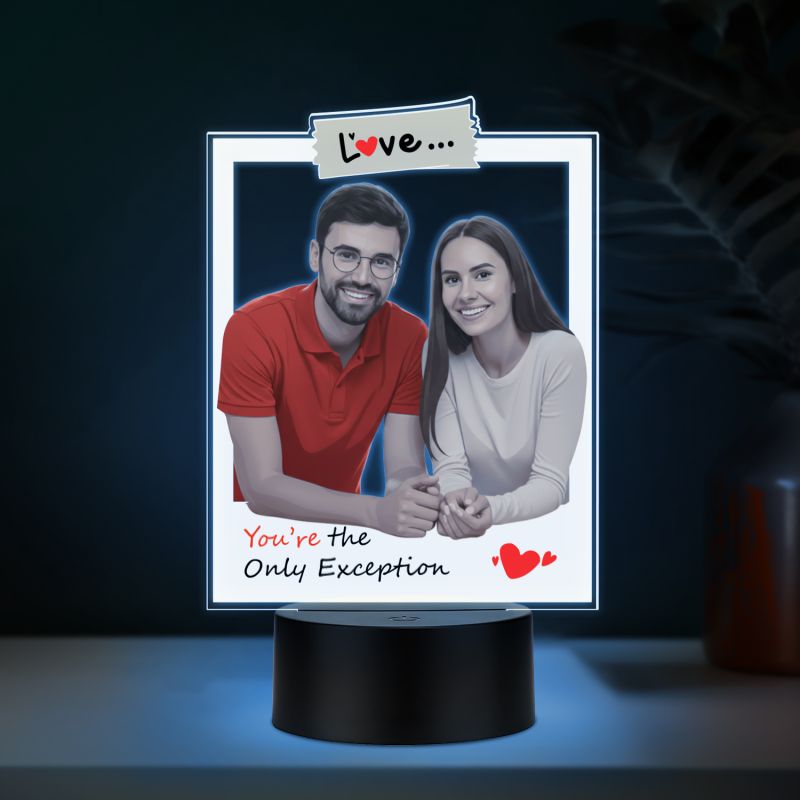 Personalized Photo LED Night Lamp with Love Quote 7 Color Changing Light with Black Base Valentines Day Gift for Husband Wife, Girlfriend Boyfriend